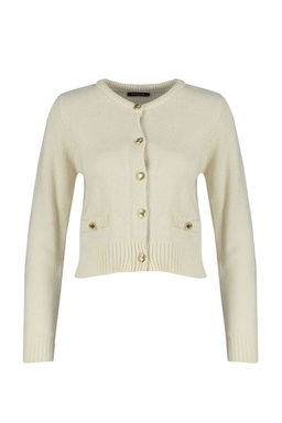 Ekru Crop Premium Iplik/Ozel Iplik Cep Detayl? Triko H?rka TWOAW24HI00051