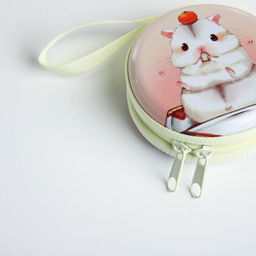 Футляр для монет, наушников «Хомячок с мандаринкой», на молнии, белый