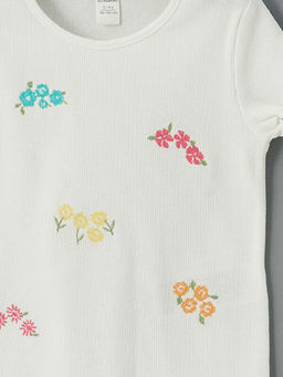 Bisiklet Yaka ?i?ekli K?z ?ocuk Ti??rt