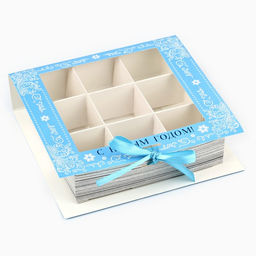 Цена за 5 шт. Коробка под 9 конфет новогодняя с ячейками Снежная сказка 14.5 х 13.5 х 3.5 см - Дарите счастье фото 2