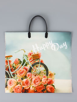 Цена за 10 шт. Пакет Счастливый день, полиэтиленовый с пластиковой ручкой, 38?34 + 3 см, 90 мкм