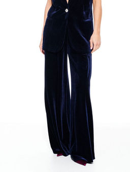 Брюки женские Elletto из бархата свободные синий  фото 7