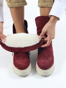 Ботинки 233.2094be. Бордо замша/Шерсть