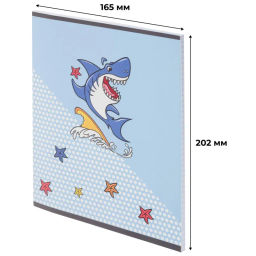 Цена за 2 шт. Тетрадь общая А5 48л Shark,клет,скреп, ВД-лак