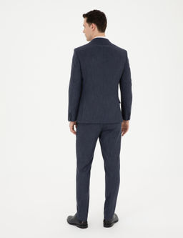 Lacivert Ekstra Slim Fit Yelekli Tak_m Elbise