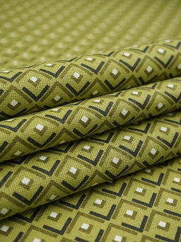 Бязь "Геометрия - уголки" цв.св.оливково-зеленый, ш.1.5м, хлопок-100%, 120гр/м.кв
