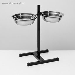 Подставка с мисками, 21.5 л, высота 50 см, разборная, чёрная - Пижон фото 4
