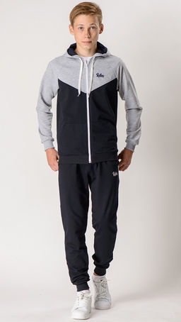 Спортивный костюм М-1120: Серый меланж / Тёмно-синий