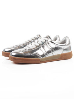 03-B6C-7C GREY/SILVER Кеды женские (натуральная кожа)
