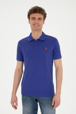 Поло Slim Fit Basic синий из хлопка