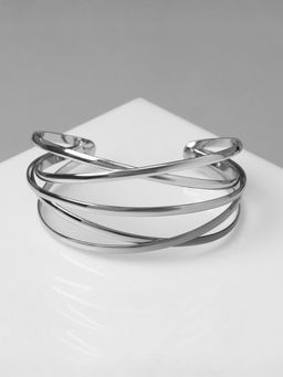 Браслет металл Афина многослойный, цвет серебро