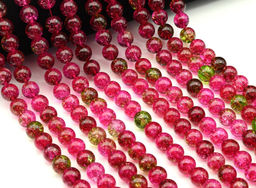 Бусины из кварца тонированного шарик 10мм цвет розово-зеленый, 38см, 39 бусин Радуга камня