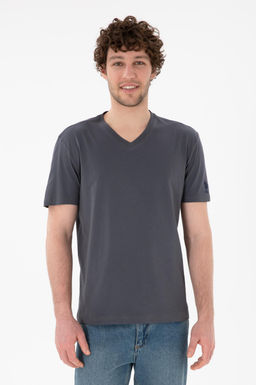 Erkek Regular Fit V Yaka Antrasit Basic Ti__rt Sepette S_rpriz _ndirim - U.s. polo assn фото 2