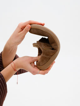 Босоногие ботинки 209.NATAbr.Серо-коричневая замша/мех