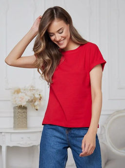 K11780 Футболка OVER SIZE (плотный хлопок) КРАСНЫЙ