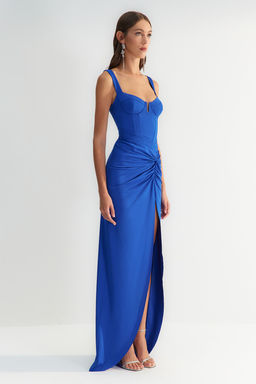 X Zeynep Tosun Lacivert Vucuda Oturan Dikis Detayl? Abiye & Mezuniyet Elbisesi TCLSS23AE00010 - Trendyolmilla фото 3