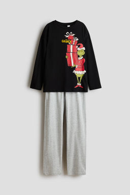 Pijama de algod?n con motivo estampado