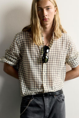 CAMISA RELAXED FIT ESTAMPADO GEOM?TRICO / Piedra - Zara фото 5