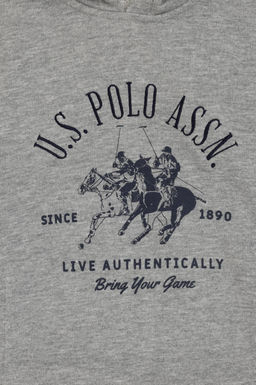 Erkek _ocuk Gri Melanj Kap__onlu Sweatshirt - U.s. polo assn фото 3