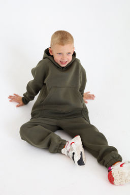 Худи удлиненное с начесом, хаки - Inzibe фото 5