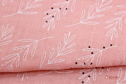 Муслин двухслойный с эф.жатости Веточки цв.св.кораллово-розовый, ш.1.42м, хлопок-100%, 120гр/м.кв - Купава фото 2