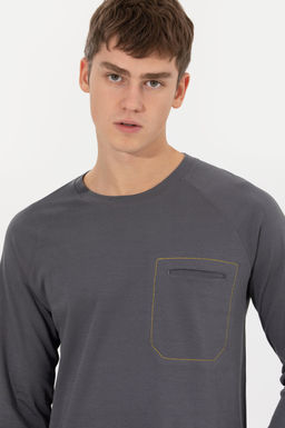 U. S. Polo Assn Мужской комфортный свитшот антрацитового цвета с круглым вырезом