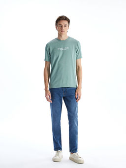 Bisiklet Yaka K?sa Kollu Bask?l? Penye Erkek Ti??rt