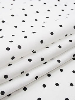 Штапель Россыпь черного гороха (3.5мм) цв.белый, ш.1.45м, вискоза-100%, 90гр/м.кв - Купава фото 5