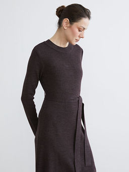 Bisiklet Yaka Beli Ku?akl? Triko Elbise