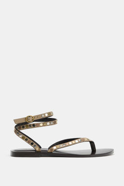SANDALIA PIEL TACHAS / Beige - Zara фото 3