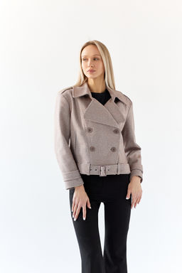 Полупальто женское демисезонное 25999 (пепельный/ёлочка) - Kankan фото 6