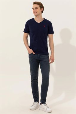 Мужская темно-синяя футболка с V-образным вырезом Basic - U.s. polo assn фото 4