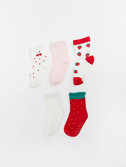 Bask?l? K?z Bebek Soket ?orap 5li