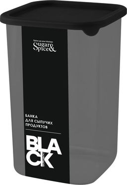 Цена за 2 шт. Банка для сыпучих продуктов Sugar&Spice Black квадратная 1,2л, с гибкой крышкой SE168510621