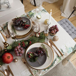 Скатерть Этель Beautiful Сhristmas 149х110см с ГМВО, 100%хл, 190г/м2  фото 3