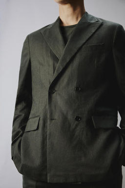 DOUBLE-BREASTED 100% LINEN SUIT BLAZER - Zara фото 6