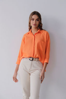 11368 Рубашка с цельнокроенными рукавами оранжевая - Martichelli фото 3
