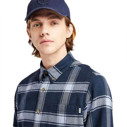 Рубашка Timberland Shirt Heavy Flannel Check Regular синяя  фото 5