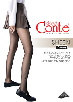Колготки фантазийные CONTE Колготки с аппликацией из флока и стразов SHEEN nero  фото 3