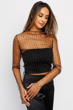 Лонгслив сетка с топом 366BLK