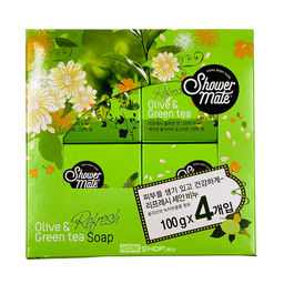 Мыло косметическое Шауэр Мэйт Оливки и зеленый чай Kerasys, Корея 4*100г Акция