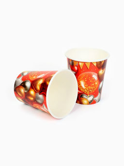 Цена за 10 шт. Стакан одноразовый бумажный «Воздушные шары», красный 250 мл