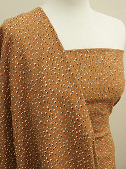 Теплый хлопок Мелкие белые листочки цв.коричневая охра, ш.1.5м, хлопок-100%, 150гр/м.кв - Купава фото 2