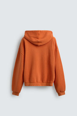 SUDADERA WAFFLE LAVADA CAPUCHA / Naranja - Zara фото 7