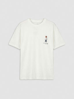 Bisiklet Yaka Bask?l? Erkek ?ocuk Ti??rt