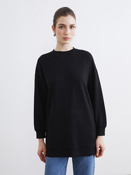 Bisiklet Yaka Ta?l? Kad?n Sweatshirt Tunik