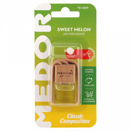 Ароматизатор автомобильный подвесной "Бутылочка" "Sweet Melon " 8х2,5х17,5см, на шнурке, с пробником аромата, в блистере, "Medori" (Россия)
