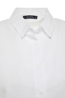 Ekru Pamuklu Oversize Genis Kal?p Dokuma Gomlek TWOSS22GO0669