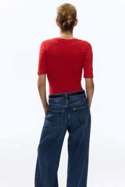 Camiseta de algod?n pima con escote en U - H&m фото 6