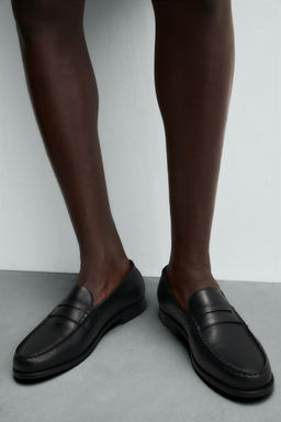 LEATHER PENNY LOAFERS - Zara фото 3
